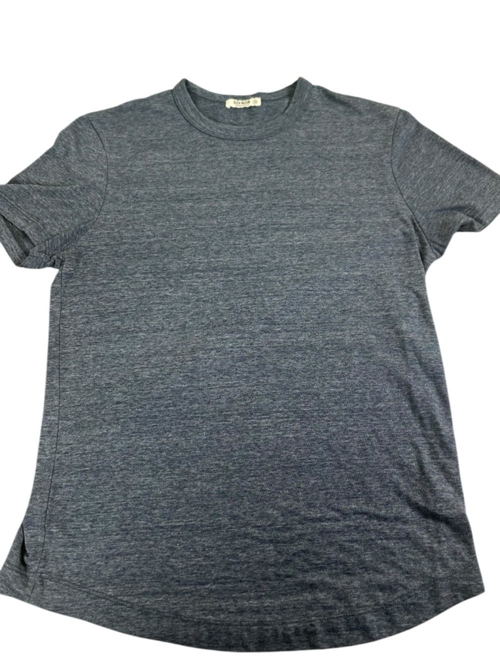 BUCK MASON Slub Curved Hem Tee Blue Gray XS Men Unisex Made in USA Venice Wash